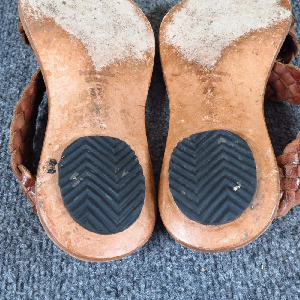 Cydwoq Revival Women Sandals Size 37 Artisan Walking Brown Braided Leather